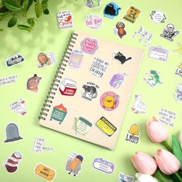 Chivertion 400 Pcs Funny Stickers for Adults Funny Water Bottles Stickers Pack Waterproof Cool Stickers for Laptop, Bumper, Phone, Hard Hats, Wall, Window Decals Decors, 50 Styles (Cute Style)