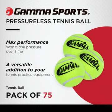 GAMMA Sports Pressureless Tennis-Balls Box, Bulk Tennis Balls, Premium Tennis Accessories, Pack of 75, CPP7510