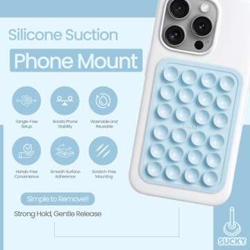 Baby Blue Silicone Suction Phone Case - Anti-Slip Holder & Fidget Toy