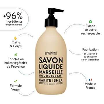 Compagnie de Provence Savon de Marseille Nourishing Liquid Soap, Karite (Shea Butter), 16.7 Fl Oz Refill