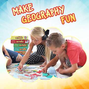 GeoToys GeoPuzzle, Country-Shaped Jigsaw Puzzles Set of 6, Geography Puzzle, Geography Game & Map Puzzle, Jigsaw Puzzles for Kids Ages 6-9 Years Old.