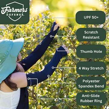 FARMER'S DEFENSE Sleeves | UV Cooling Sleeves for Sun Protection | Premium Anti-Scratch Arm Guard Sleeve for Skin - for Gardening Harvesting Sports Outdoors | Unisex | Forest Green - L/XL