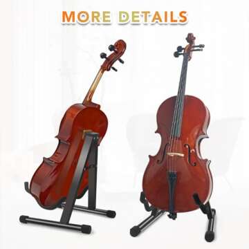 Cello Stand,A-Frame Folding Violin Support Stand,Cello Holder for 1/8-4/4 Cellos, Guitar Stand,Guitars for Acoustic, Electric Guitar,Bass,Guitar Holder Stand,Black