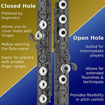 Cecilio Closed Hole C Flute - Musical Instrument, Kids Beginner/Intermediate Flute in Band & Orchestra, Nickel ﻿