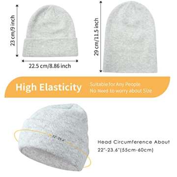 Achiou Beanie Hat for Women Men, Warm Cuffed Knit Hat for Skiing Running Outdoor Sports Light Grey