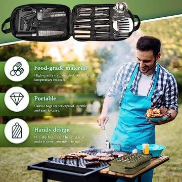 Camping Cookware Set, Camping Kitchen Gear, Camp Utensil Set Stainless Steel Grill Tools, Camping Cooking BBQ Equipment Kit for Travel Tent Picnic Portable Kitchen Essentials Accessories