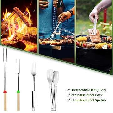 Camping Cookware Set, Camping Kitchen Gear, Camp Utensil Set Stainless Steel Grill Tools, Camping Cooking BBQ Equipment Kit for Travel Tent Picnic Portable Kitchen Essentials Accessories