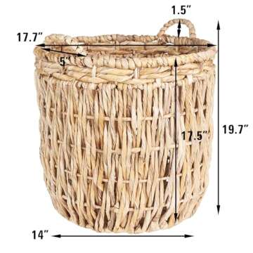 Household Essentials Brown Tall Round Wicker Storage Basket 19'' x 25''