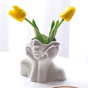 Female Form Face Vase Art Vase for Home Office Décor Feminist Decor Modern Body Flower Vase Female Body Ceramic Vase Modern Minimalism Nordic Style(Type A1)