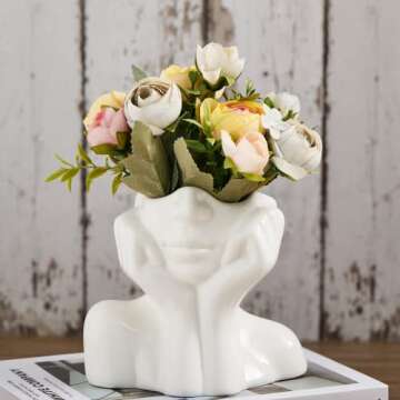 Female Form Face Vase Art Vase for Home Office Décor Feminist Decor Modern Body Flower Vase Female Body Ceramic Vase Modern Minimalism Nordic Style(Type A1)