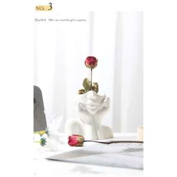 Female Form Face Vase Art Vase for Home Office Décor Feminist Decor Modern Body Flower Vase Female Body Ceramic Vase Modern Minimalism Nordic Style(Type A1)