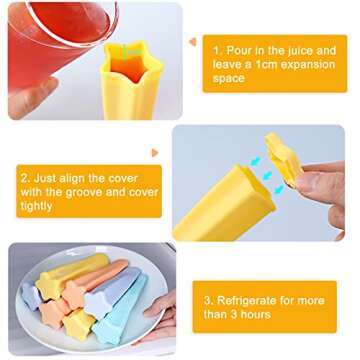 Silicone Ice Pop Molds Popsicles Molds, 8 PCS Reusable Hand Held Popsicles Makers for Kids, Multicolored Round Shaped Ice Pop Molds with Attached Lid for DIY Ice Cream Yogurt Sticks Jelly Chocolate