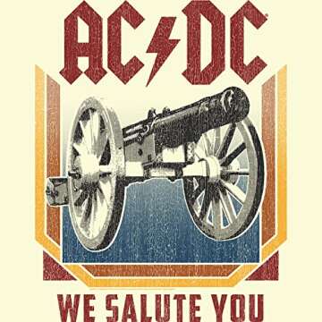 American Classics ACDC Heavy Metal Rock Band We Salute You Natural Adult T-Shirt - Large