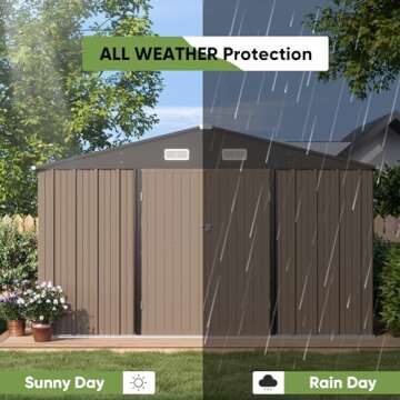 Patiowell 10 x 10 FT Outdoor Storage Shed,Metal Yard Shed with Design of Lockable Doors, Utility and Tool Storage for Garden, Patio, Backyard, Outside use,Brown