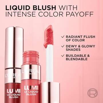 L’Oréal Paris True Match Lumi Le Liquid Blush, Intense Lightweight Blush Formula With Liquid Pigments, Dewy Rich Coral, 0.33 Fl Oz