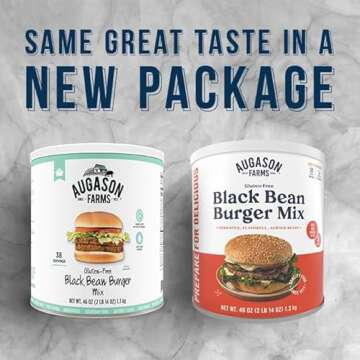 Augason Farms Black Bean Burger Mix Can, Certified Gluten Free, Emergency Food Supply, Everyday Meals, 38 Servings