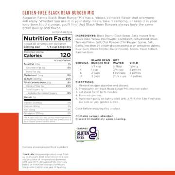 Augason Farms Black Bean Burger Mix Can, Certified Gluten Free, Emergency Food Supply, Everyday Meals, 38 Servings