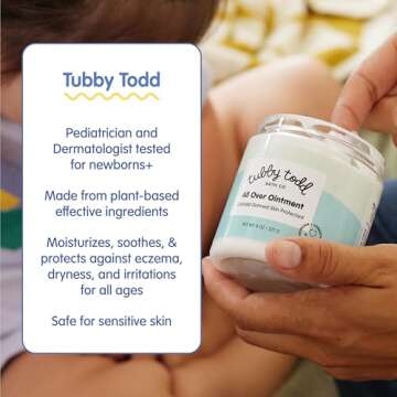 Tubby Todd All Over Ointment for Babies, Multi-Purpose Baby Eczema Cream for Sensitive Skin, Dry Skin, Rash, Irritation - 2 Pack Bundle - 8 Oz - Fragrance-Free