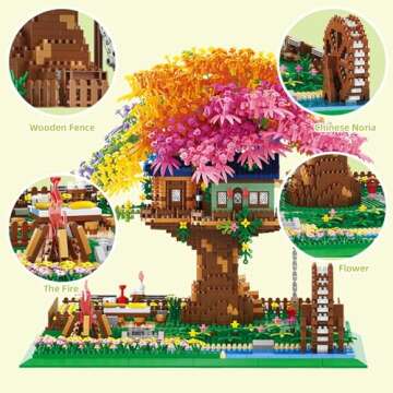 Architecture Rainbow Tree Building Block, Colorful Tree House Garden Building Blokcs, 4450PCS Building Kits Set for Adult (Not Compatible with Lego Set)