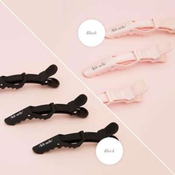 Kitsch Alligator Clips for Hair - Alligator Hair Clips for Styling Sectioning | Roller Clips for Hair Rollers & Hair Tools | Volume Hair Clips for Makeup | Pink Hair Accessories for Women, 3pc (Blush)