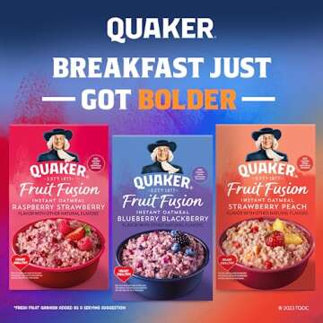 Quaker Instant Oatmeal, Fruit Fusion, 3 Flavor Variety Pack, 1.41oz Packets (32 Pack)