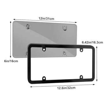 A Pair of Unbreakable Clear License Plate Frames, Slim Design, Rust-Proof Plasitc Holder, Fits All Standard Plates, Screws Included