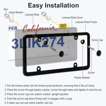 A Pair of Unbreakable Clear License Plate Frames, Slim Design, Rust-Proof Plasitc Holder, Fits All Standard Plates, Screws Included