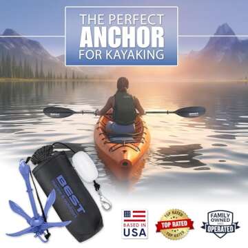 Best Marine and Outdoors Kayak Anchor, 3.5 Pound Anchor System Kit for Kayaks, Canoes, SUP Paddle Boards & Jet Skis, Fishing, Boating & Kayaking Accessories