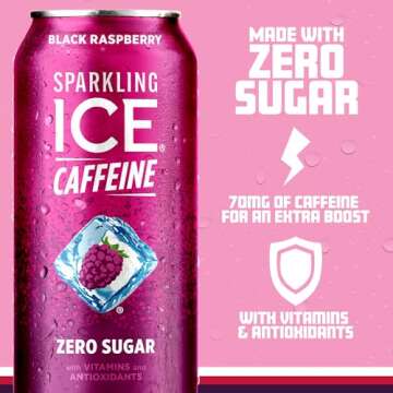 Sparkling Water with Caffeine - Black Raspberry Flavor