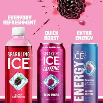 Sparkling Water with Caffeine - Black Raspberry Flavor