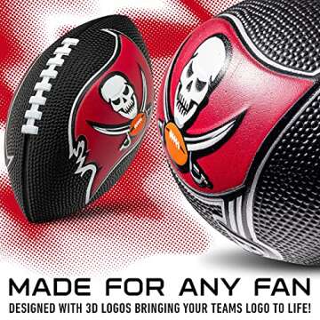 Franklin Sports NFL Tampa Bay Buccaneers Football - Kids Foam Football - Soft Junior Size 8.5" Ball with 3D Logos - Perfect for Gameday + Tailgates