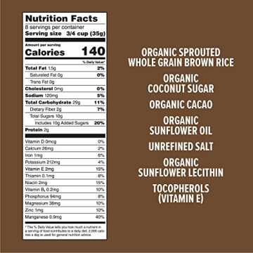 One Degree Organic Foods Sprouted Brown Rice Cacao Crisps, USDA Organic, Non-GMO Gluten Free Chocolate Cereal, 10 oz., 6 pack