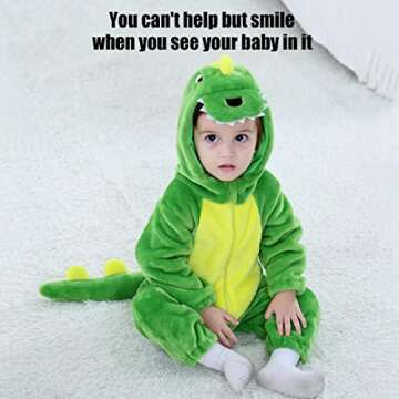 Baby Green Dinosaur Costumes Unisex Toddler Outfit Halloween Dress Up Romper 2-6 Months