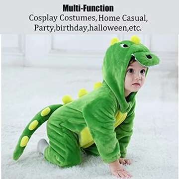 Baby Green Dinosaur Costumes Unisex Toddler Outfit Halloween Dress Up Romper 2-6 Months