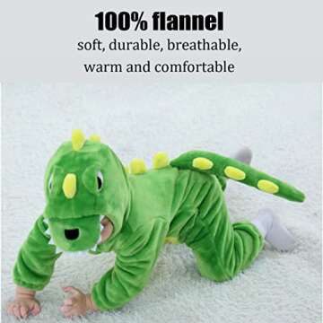 Baby Green Dinosaur Costumes Unisex Toddler Outfit Halloween Dress Up Romper 2-6 Months