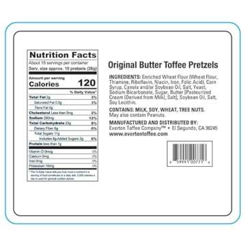 Everton Original Butter Toffee Pretzels: Gourmet Artisan Butter Toffee Covered Pretzels, made in small batches for that Rich Small Batch Butter Toffee Confection. 15oz Gourmet Grab Jar