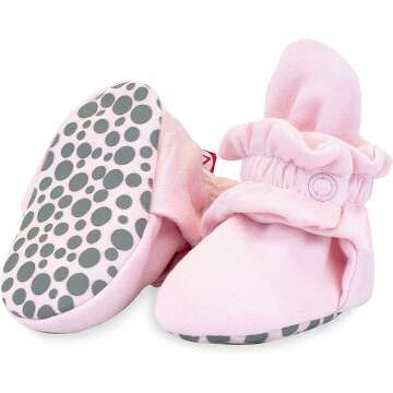 Zutano Organic Cotton Baby Booties With Gripper Soles, Soft Sole Stay-on Baby Shoes