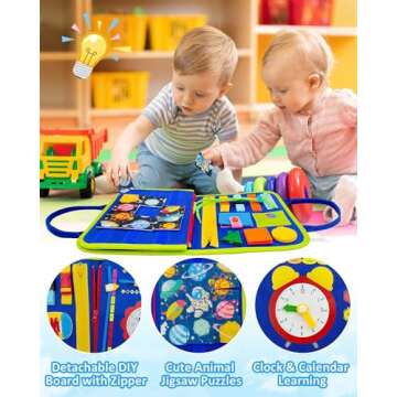 Exorany Busy Board Montessori Toys for 1 2 3 4 Year Old Boys & Girls Birthday Gifts, Sensory Toys for Toddlers 1-3, Educational Travel Toys, Preschool Activities for Learning Fine Motor Skills