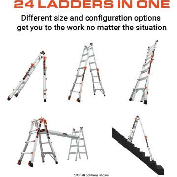 Little Giant Ladders, Velocity with Wheels, M17, 17 Ft, Multi-Position Ladder, Aluminum, Type 1A, 300 lbs Weight Rating, (15417-001)