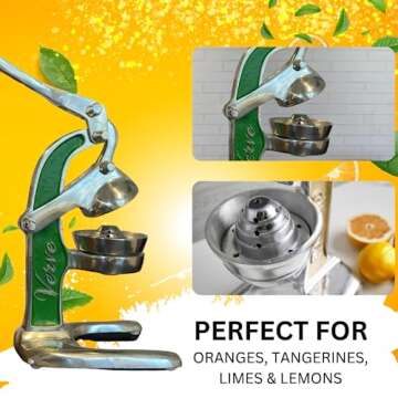 Artisan Crafted Cast Aluminum Professional Grade Manual Hand Press Juicer For Fresh Squeezed Orange, Lemon, Lime, Grapefruit and Citrus Fresh Morning Drinks, or Cooking by Verve CULTURE,Green