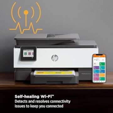 HP OfficeJet 8022e All-in-One Color Inkjet Wireless Printer Scanner Copier with 6-months Instant Ink Included Phone Computer Printers for Home Use Two-Sided Printing Scanning 1K7K6A (Renewed Premium)