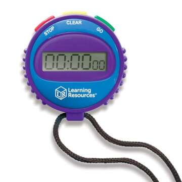 Learning Resources Simple 3 Button Stopwatch, Supports Science Investigations, Timed Math Exercises, Elapsed Time Tracking, Ages 5+