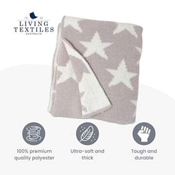 Living Textiles Grey Stars Chenille Soft Baby Blanket Reversible Premium Cozy Fabric for Best Comfort - for Infant,Toddler,Newborn,Nursery,Boy,Girl,Unisex,Throw,Crib,Stroller,Gift, Grey Stars 40x30