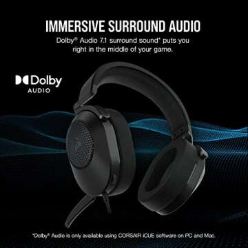 CORSAIR HS65 SURROUND Wired Gaming Headset - Dolby Atmos