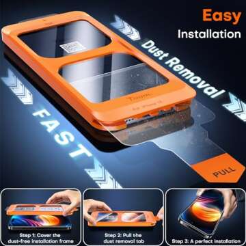 Military Grade iPhone 15 Screen Protector - HD Tempered Glass, Anti-Fingerprint, Easy Install