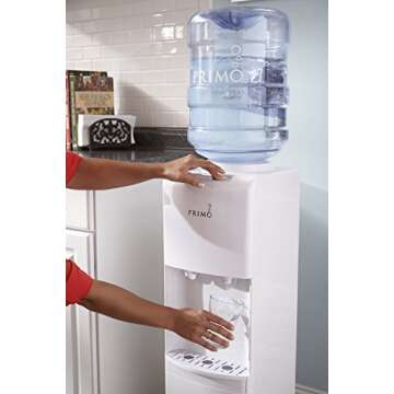 Primo Top-Loading Water Dispenser - 2 Temp (Hot-Cold) Water Cooler Water Dispenser for 5 Gallon Bottle w/Child-Resistant Safety Feature, White