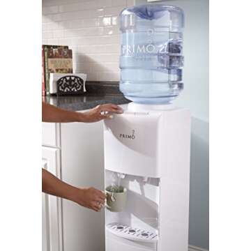 Primo Top-Loading Water Dispenser - 2 Temp (Hot-Cold) Water Cooler Water Dispenser for 5 Gallon Bottle w/Child-Resistant Safety Feature, White