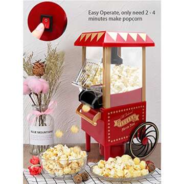 VAlinks Hot Air Popcorn Machine, Popcorn Maker, 1200W Home Electric Popcorn Popper with Kernel Measuring Scoop, Healthy Oil-Free & BPA-Free for Home, Birthday Party, Movie Night or Christmas (Small)