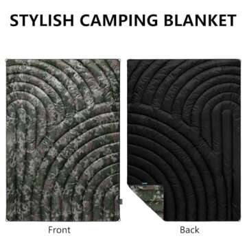 hotkoko Camping Blanket,Lightweight Down Alternative Puffy Printed Camping Blanket Packable Outdoor Blanket for Camping,Traveling, Stadium, Hiking, Picnics