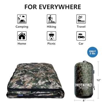 hotkoko Camping Blanket,Lightweight Down Alternative Puffy Printed Camping Blanket Packable Outdoor Blanket for Camping,Traveling, Stadium, Hiking, Picnics